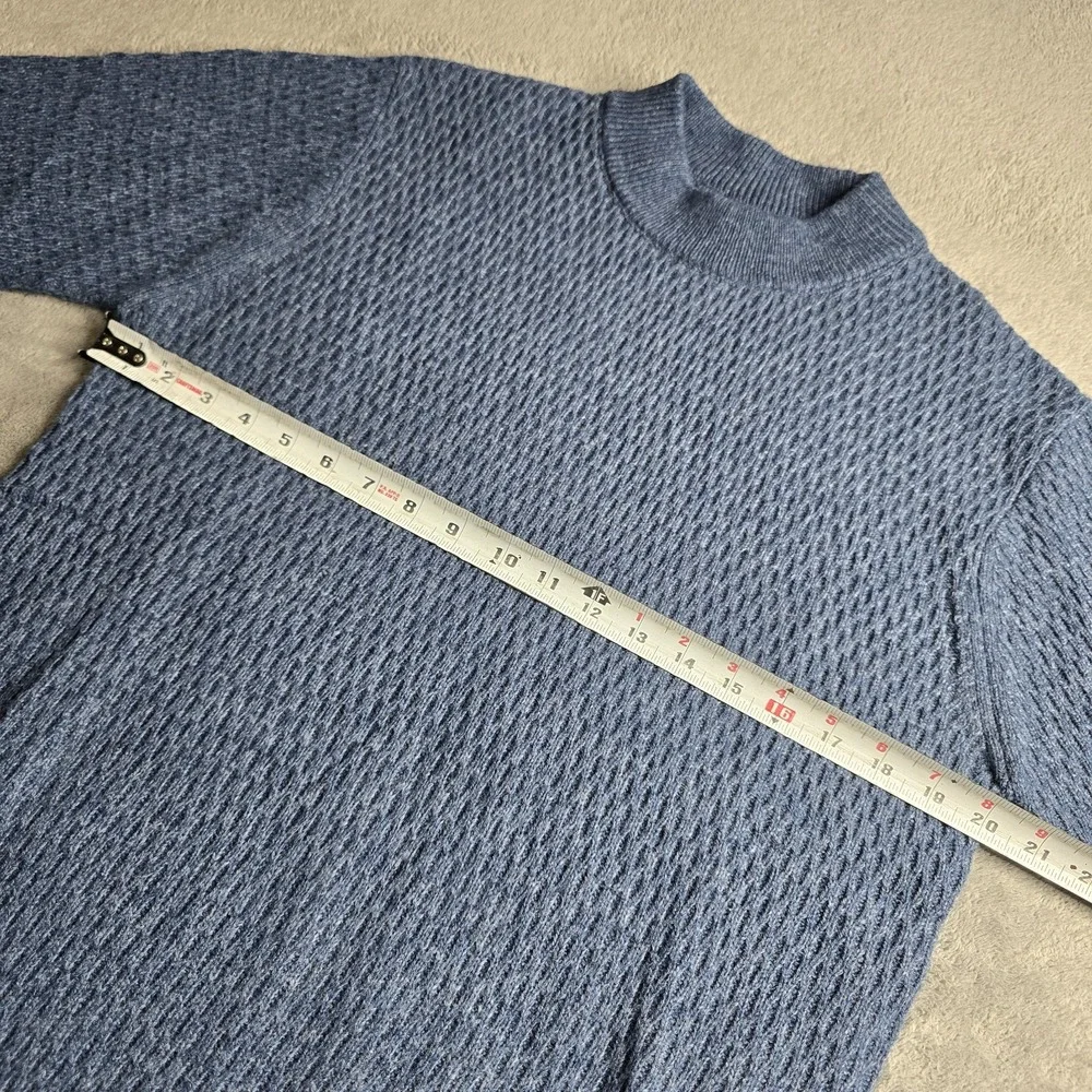 Line of Trade Sweater Mens Large Blue Wool Blend Cable Knit Long Sleeve Pullover
